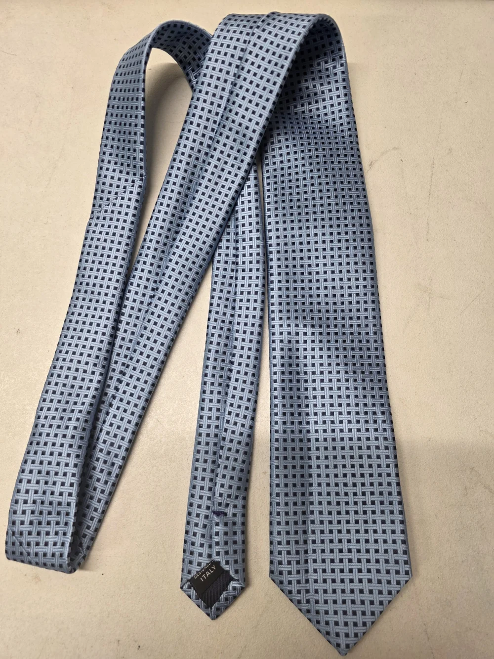 Light Blue Woven Grid Men's Tie - Unbranded